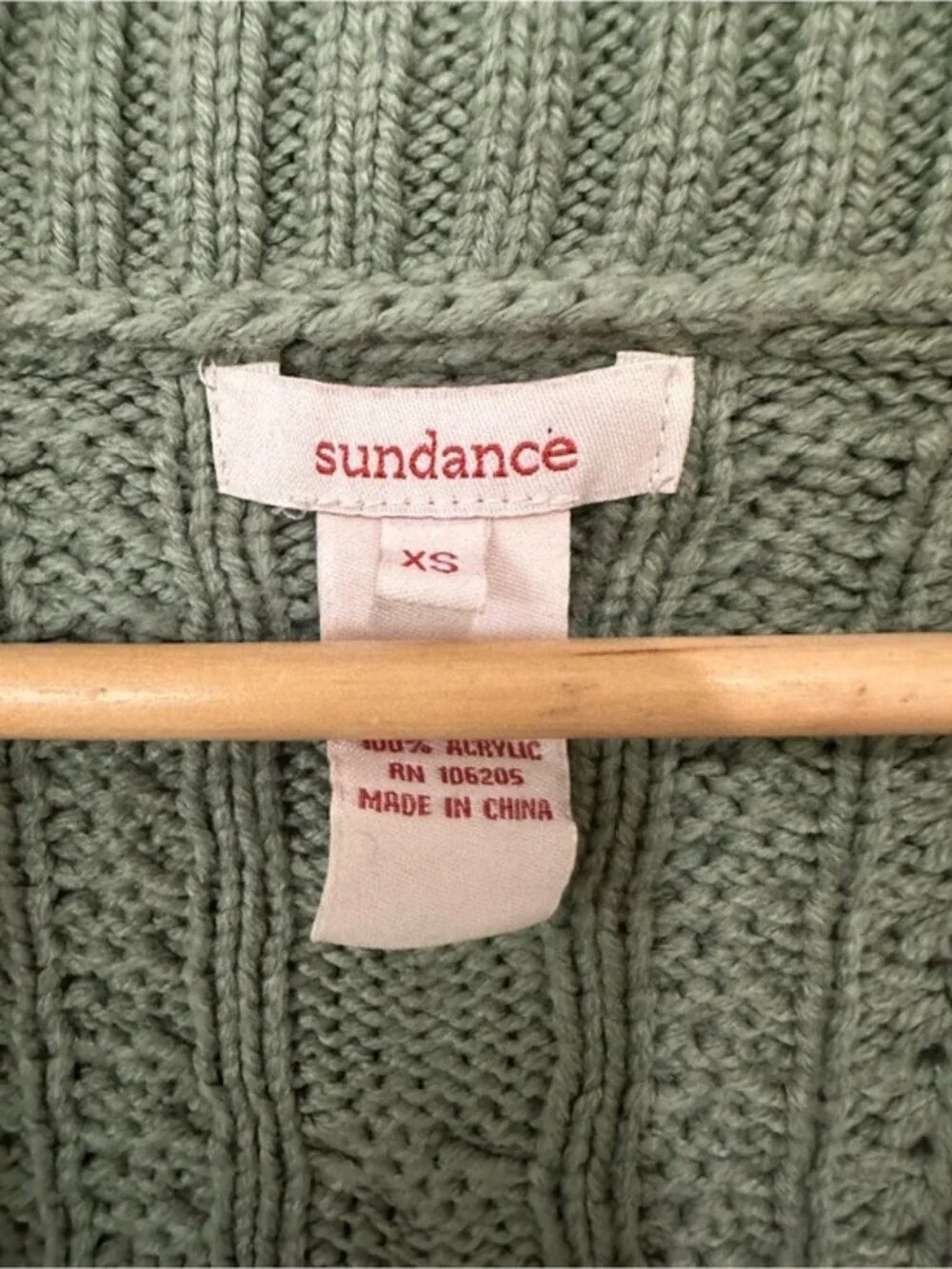 Sundance Sage Green Cable Knit Cardigan Sweater Cottagecore Boho XS